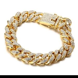 NEW ICED OUT CUBAN GOLD DIAMOND HIP HOP BRACELET UNISEX